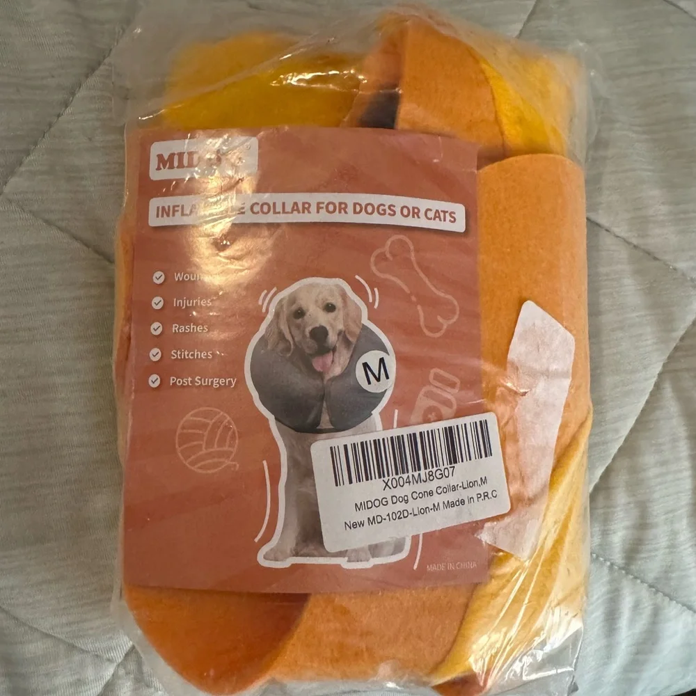 MIDOG Dog Cone Collar for Medium size Dogs Soft Inflatable Dog Cone Alternative